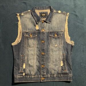 Carbon Distressed Denim Vest